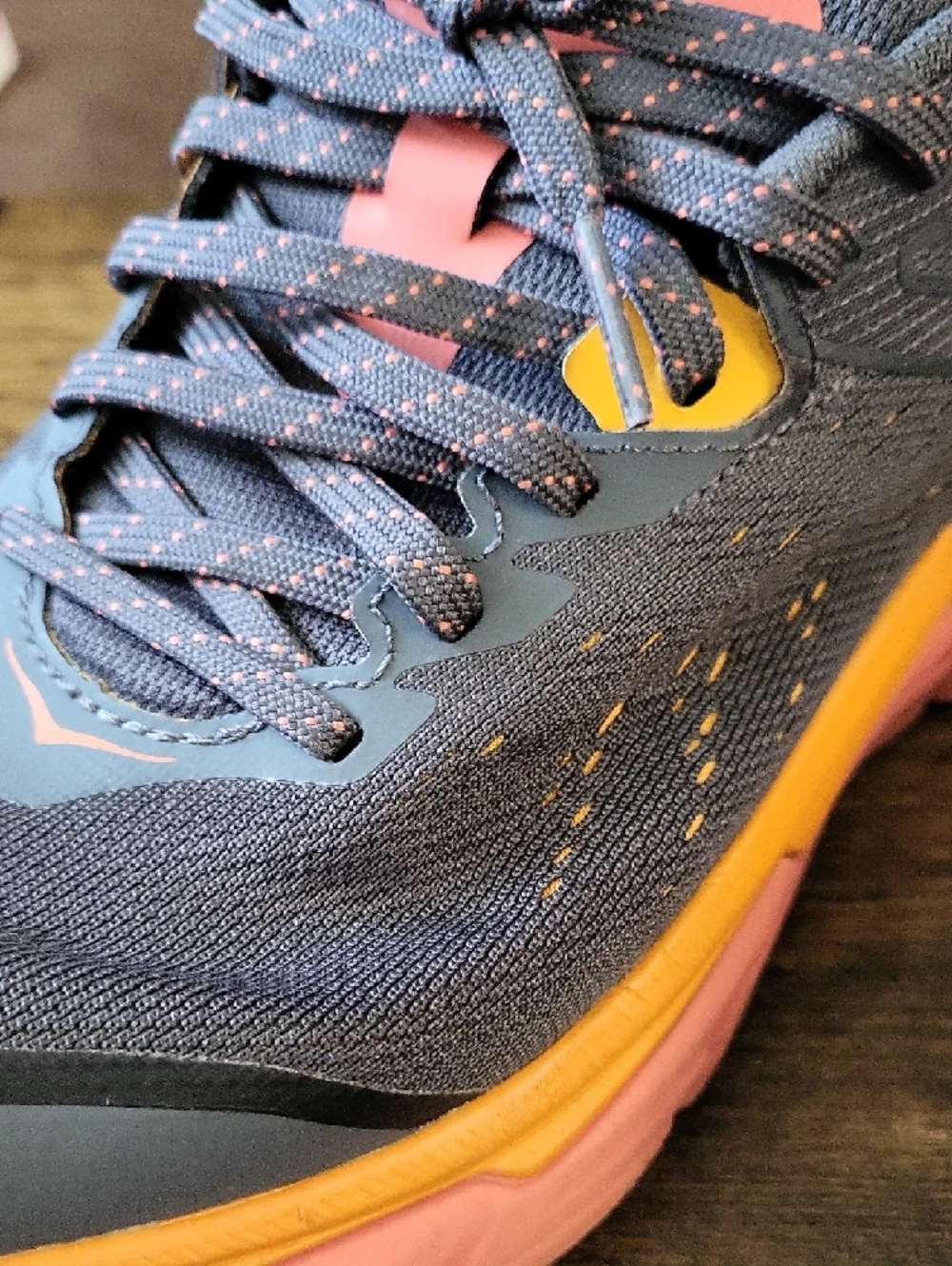 Hoka One One Gray Running Shoes with Coral And Orange Accents - Picture 10 of 12